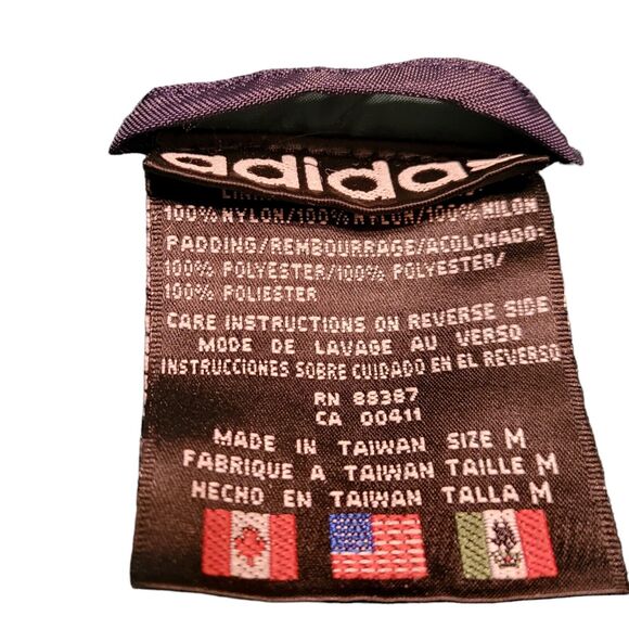 ADIDAS Bomber Jacket Green Blue Rain Proof Quilted Lining Elastic Cuff Band - Picture 4 of 9